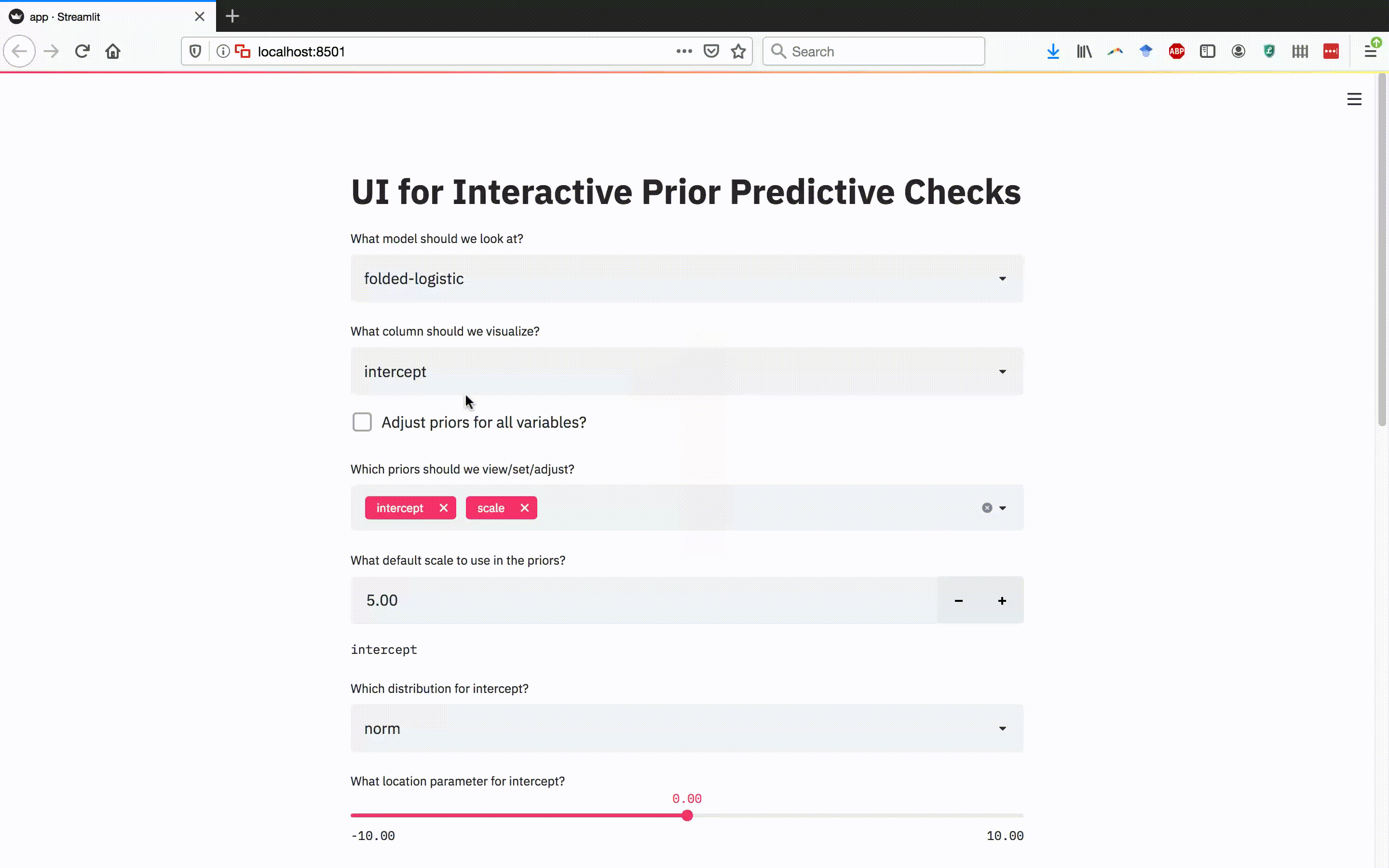 Web Interface for Prior Predictive Checks
